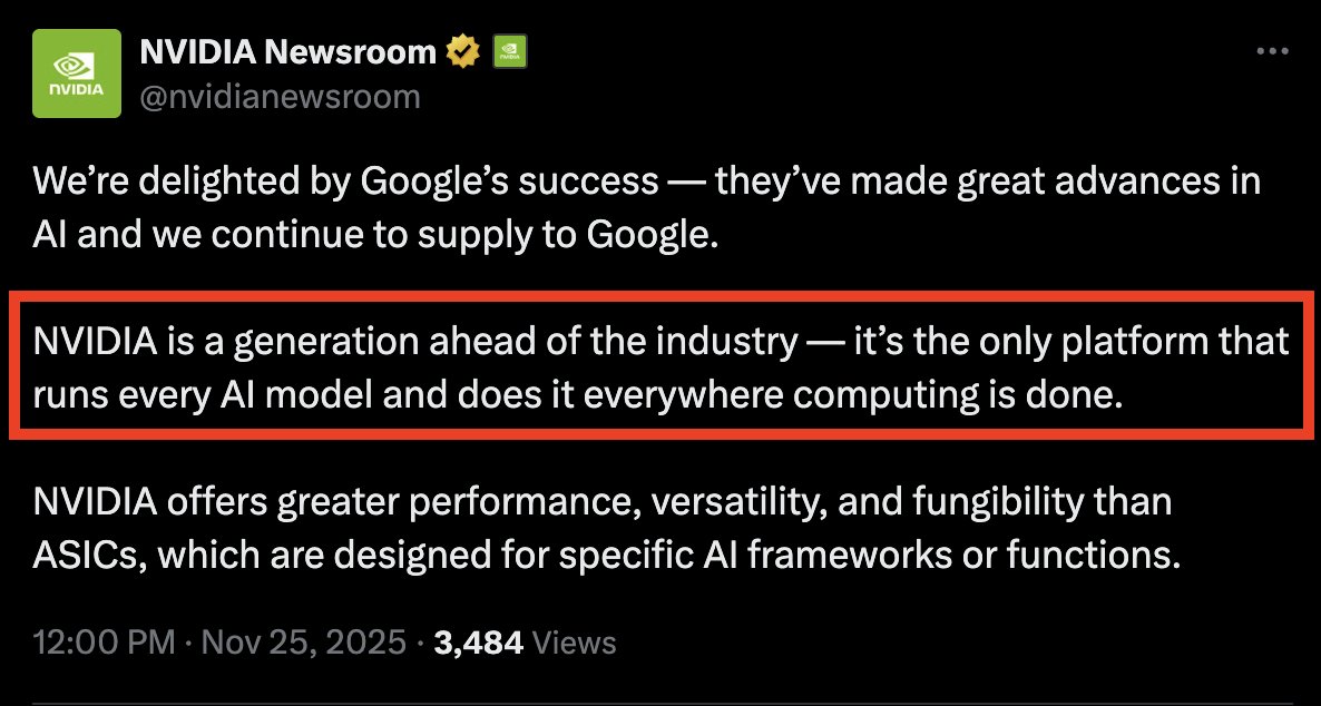 📉KOBEISSI: Nvidia risponde a Meta e Google: "Siamo una generazione avanti"
