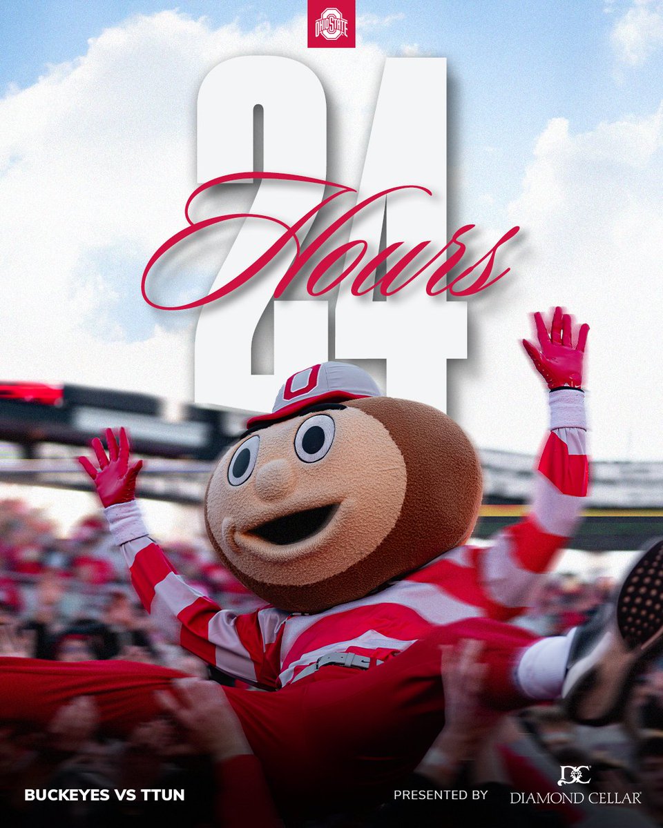OhioStAthletics's tweet image. 𝟮𝟰 𝗛𝗢𝗨𝗥𝗦 until The Ga❌e ⏰🏈 

@OhioStateFB vs TTUN 

#GoBucks | Dia❌ond Cellar