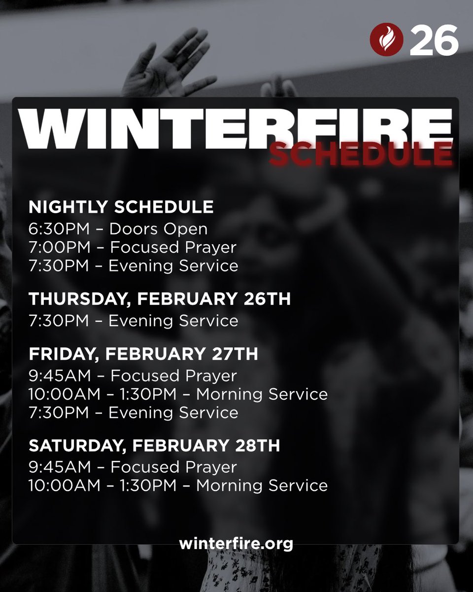 WinterfireConf's tweet image. As you prepare for WinterFire weekend, save and share the WinterFire26 General Schedule and WF26 Hotels.

February 26–28, 2026
Bloomfield, Connecticut
Register at WinterFire.org

Early Registration ends December 31st.

#WinterFire26 #WinterFire #WinterFireConf