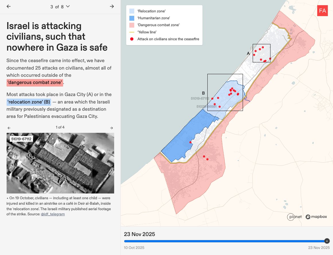 ForensicArchi's tweet image. Our analysis of the ceasefire in maps:
frames.forensic-architecture.org/gaza/ceasefire
