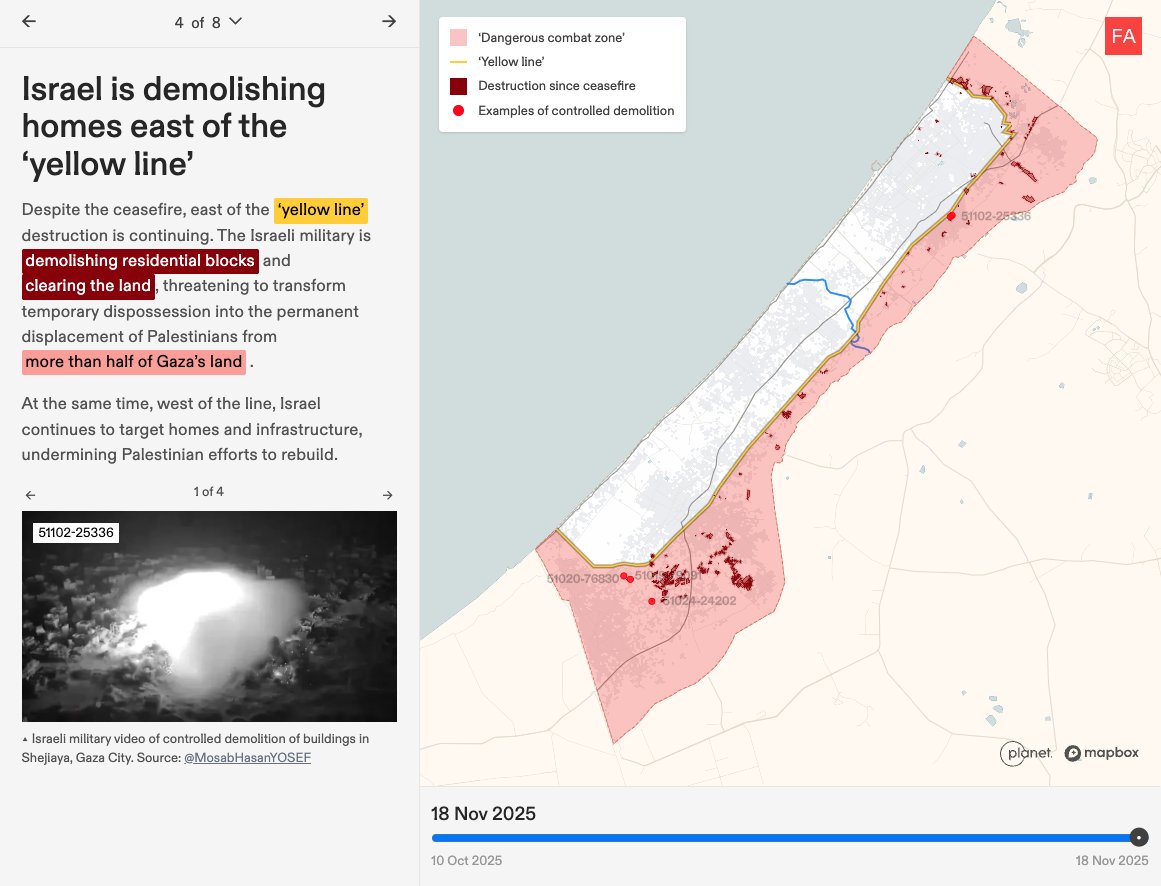 ForensicArchi's tweet image. Our analysis of the ceasefire in maps:
frames.forensic-architecture.org/gaza/ceasefire