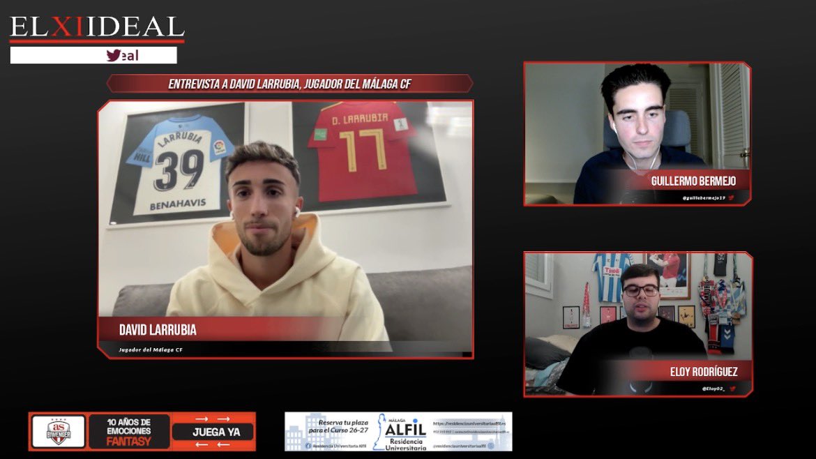 📺 𝗘𝗦𝗧𝗔𝗠𝗢𝗦 𝗘𝗡 𝗗𝗜𝗥𝗘𝗖𝗧𝗢

🗣 Entrevistamos a <a href="/Davidlarrubia_/">David Larrubia</a>, jugador del <a href="/MalagaCF/">Málaga CF</a>.

🎙 Con las preguntas de <a href="/guillebermejo19/">Guillermo Bermejo</a> &amp; <a href="/Eloy02_/">Eloy Rodríguez</a>.

👉 twitch.tv/elxiideal

#MálagaCF #LaLigaHypermotion