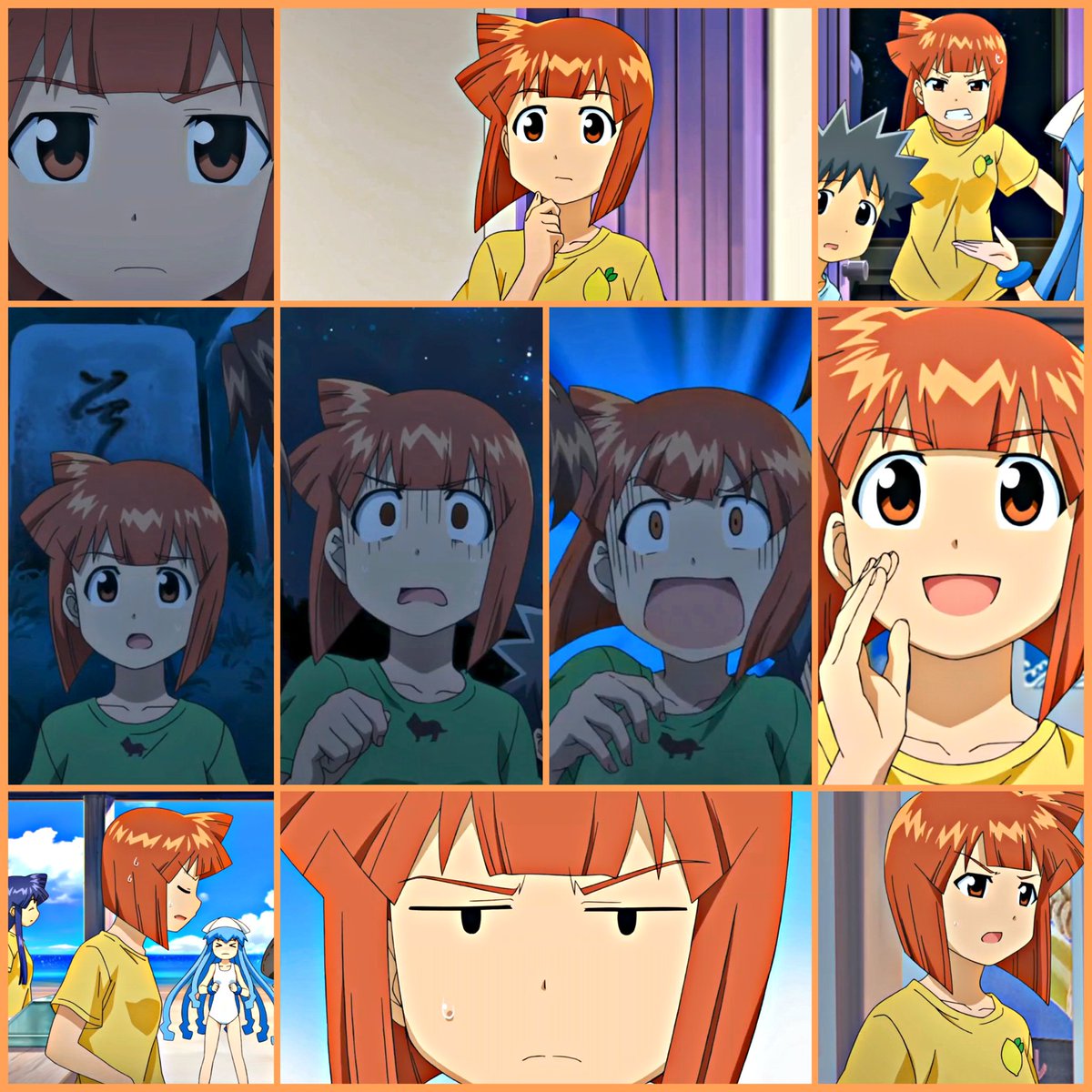Rex_Hedgehog_'s tweet image. 🧡✨Collage Especial✨🧡

🧡✨Eiko Aizawa (Una chica tranquila y trabajadora y no tan paciente por las locuras que hace Ika y a veces tiene mal genio)✨🧡

✨Anime: Shinryaku! Ika Musume (2010)✨

#イカ娘 #ikamusume
