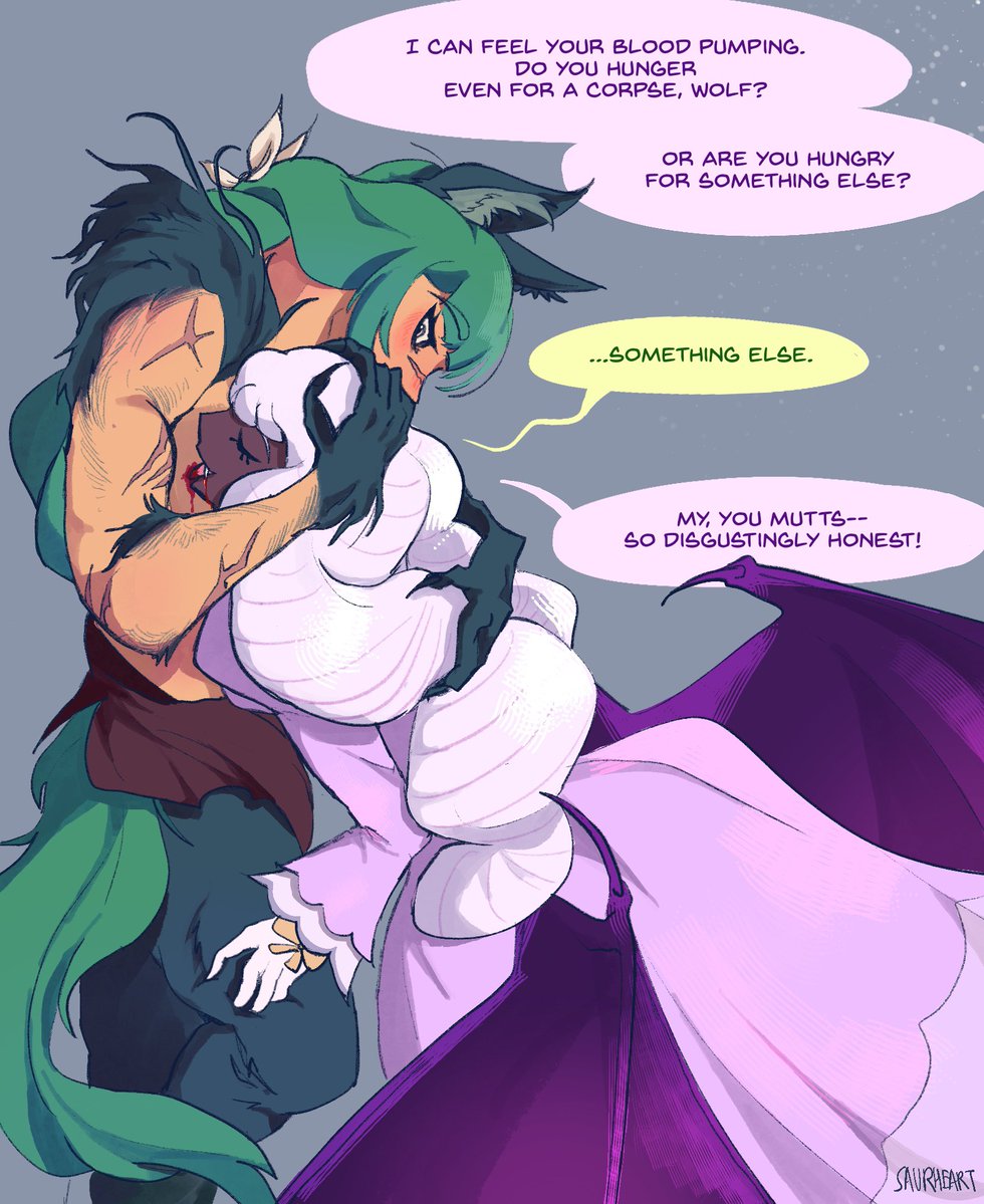 saurheart's tweet image. jacinthe slash lebanne. go my vampire werewolf yuri