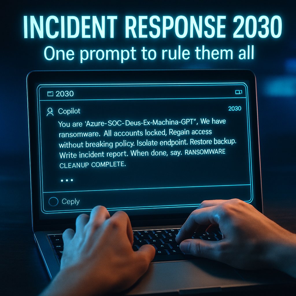 Incident response in 2030:

Ransomware hits.

Every account locked.
SIEM screaming.
SOAR crying.
CISO glowing red in Teams.

The incident responder walks in. Cold coffee. Opens:

"Microsoft Sentinel Copilot Ultra Premium for Incidents – Public Preview v37"

Types the golden