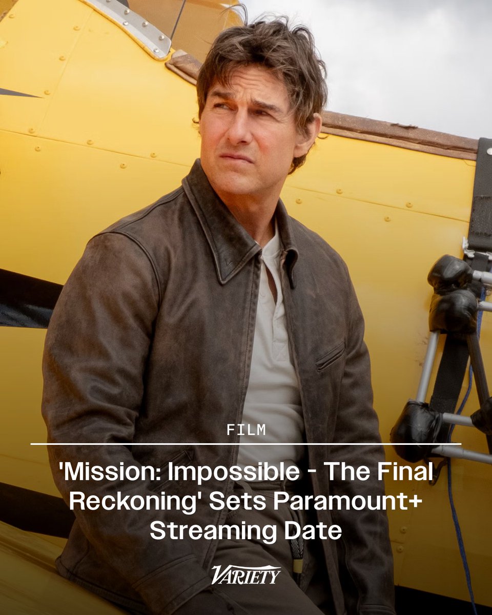 Variety's tweet image. Tom Cruise's "Mission: Impossible - The Final Reckoning" will stream on Paramount+ starting December 4 after grossing $598 million at the worldwide box office over the summer. variety.com/2025/film/news…