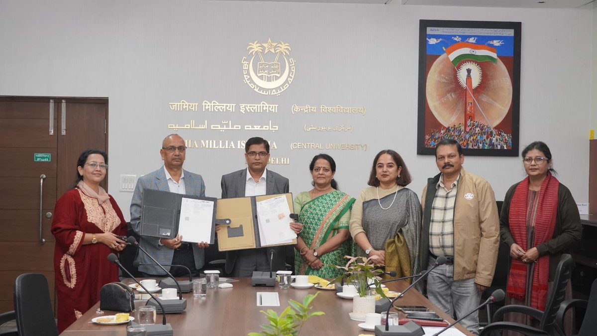jmiu_official's tweet photo. Department of Tourism and Hospitality Management, Jamia Millia Islamia signs MoU with Bharatiya Shiksha Board

New Delhi, November 25, 2025

The Department of Tourism and Hospitality Management (DTHM), Jamia Millia Islamia (JMI) signed a Memorandum of Understanding (MoU) with Bharatiya Shiksha Board. Recognizing the need to integrate skill-based education in line with NEP 2020 and NCF 2023, JMI and BSB shall collaborate in developing and delivering school level, job-role-based tourism skill courses under the aegis of Jamia Millia Islamia. Further collaboration with other faculties of JMI and BSB were also discussed. Bharatiya Shiksha Board (BSB) (formed in August 2022) is a financially and administratively independent School Education board set up by the Government of India through its autonomous body Maharshi Sandipani Rastriya Veda Vidya Pratishthan (MSRVVP), Ujjain, in the Department of Higher Education, Ministry of the then HRD (now Ministry of Education).

The scope of collaboration comprises of:

·         Curriculum Development in co-designing tourism skill based courses such as “Home Stays management” and “Agriculture Tourism”.

·         Training and certification

·         Implementation and Assessment

·         Capacity building

·         Recognition of Prior Learning (RPL)

The MoU was signed by the Registrar JMI, Prof. Md. Mahtab Alam Rizvi and Mr. Rajesh Pratap Singh, Secretary, BSB in presence of Dr. Nidhi Gusain, Education Officer, BSB, Prof. Tanuja, Dean, Academic Affairs, JMI, Prof. Pankaj Kumar Gupta, Dean, Faculty of Management Studies, JMI, and Prof. Sarah Hussain, Head, Department of Tourism and Hospitality Management, JMI.

Prof. Md. Mahtab Alam Rizvi, Registrar, Jamia Millia Islamia shared the key highlights of the university. Established in 1920, Jamia Millia Islamia is a comprehensive research-intensive Central (Public) University. JMI is ranked at 4th position in the country amongst universities and ranked 3rd for its performance in the Sustainable Development Goals (SDG) category in NIRF rankings issued by the Ministry of Education, Govt. of India. It was accredited with the highest grade of ‘A++’ by the NAAC, Ministry of Education in the second cycle of assessment in 2021. The university has also been consistently ranked amongst leading universities in the world by the renowned international ranking agencies as a comprehensive research-intensive institution. Prof. Mahtab Alam Rizvi also said that the collaboration will enhance skill development in India and provide a lot more avenues for development of the nation. This is possible because of dynamic and visionary leadership of the Honourable Vice-Chancellor, Prof. Mazhar Asif, who has been very keen to raise JMI to newer heights in the global academic world.

Mr. Rajesh Pratap Singh, Secretary, BSB, expressed that this collaboration with Jamia Millia Islamia will provide a platform that equips students especially in the rural areas with market relevant skills in homestay management and create pathways for lifelong learning and career advancement in tourism.

Prof. Saima Saeed
Chief Public Relations Officer