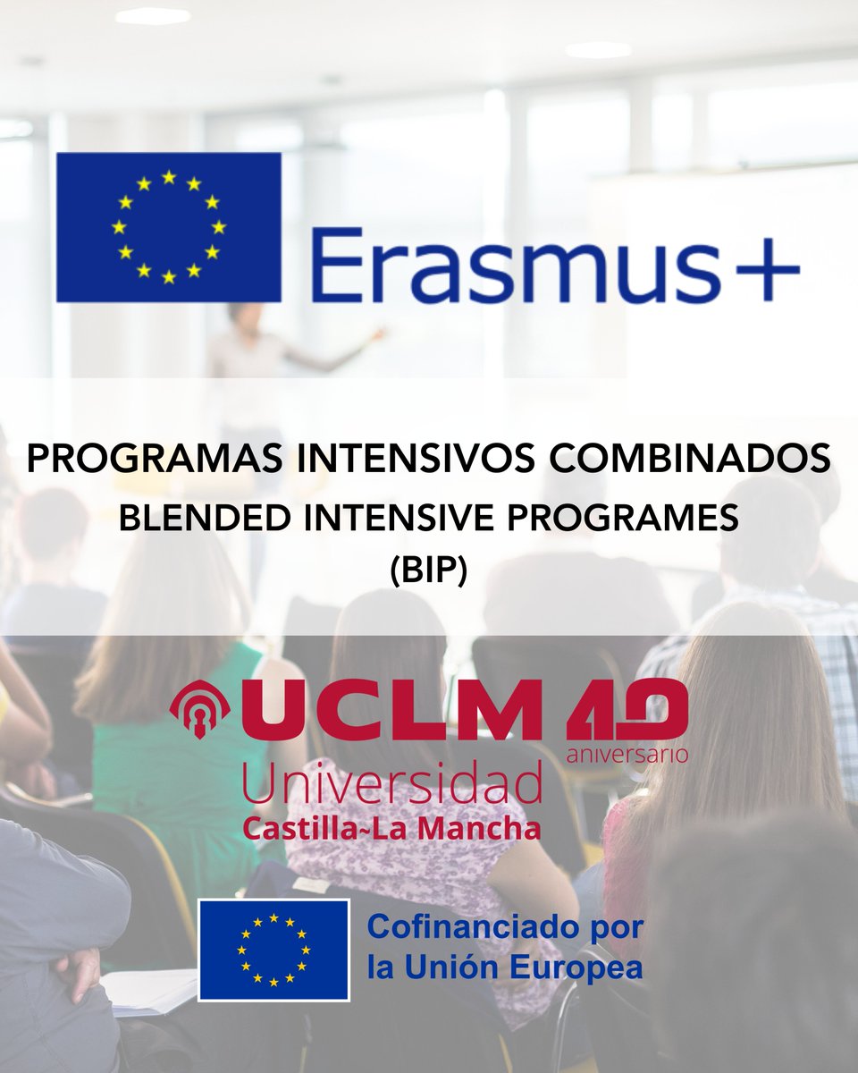 iAtención personal PDI y PTGAS!
📢Convocatoria abierta para participar en los Erasmus+BIP en los cuales la <a href="/uclm_es/">Universidad de Castilla-La Mancha</a> actúa como coordinadora
📅Solicitudes hasta 15-10-2026
▶️Las propuestas se irán resolviendo cada mes+1/2 (aprox) hasta fin de financiación
➕uclm.es/global/promoto…