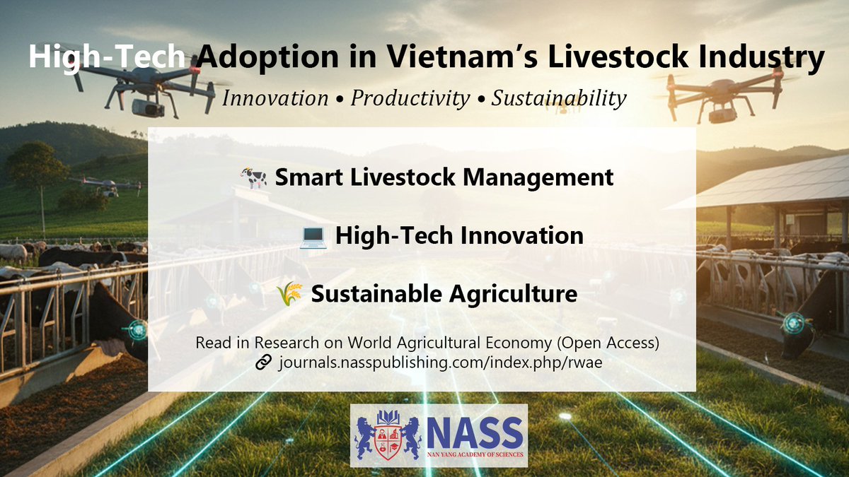 nass_pub's tweet image. What drives high-tech adoption in Vietnam’s livestock sector? Find insights and solutions in the latest RWAE study: journals.nasspublishing.com/index.php/rwae…
#RWAE #Livestock #TechAdoption #Vietnam