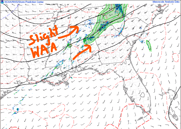 TreyTwister_WX's tweet photo. There will be a favorable window over the next couple of hours for some tornadic supercells across Central #alwx mainly near and south of the I-20 corridor as increasing low level heating &amp; moistening (contributes to CAPE) overlaps with some remnant strong low level shear... https://t.co/rL1CxRuGsq