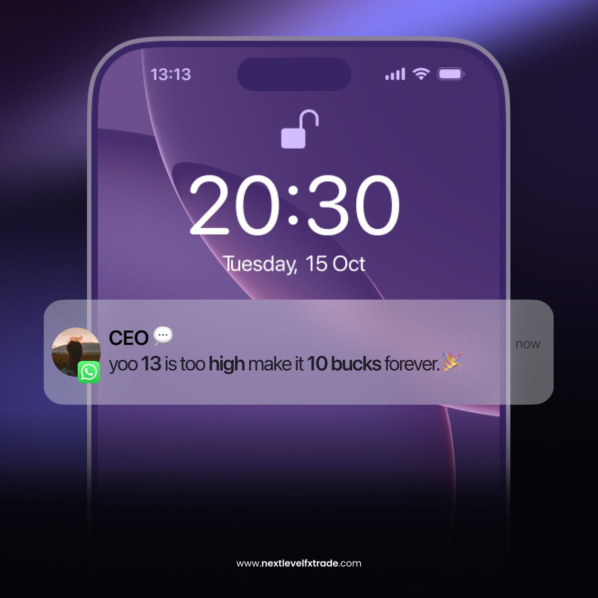 Seems like our CEO is listening to you guys.

All right boss, it's done!

Now, you can purchase $1000 challenge account for $10 instead of $13.