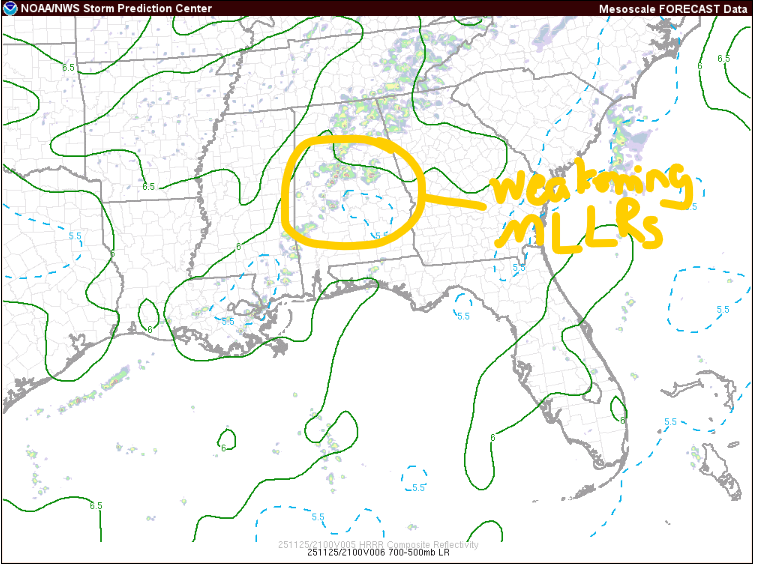 TreyTwister_WX's tweet photo. There will be a favorable window over the next couple of hours for some tornadic supercells across Central #alwx mainly near and south of the I-20 corridor as increasing low level heating &amp; moistening (contributes to CAPE) overlaps with some remnant strong low level shear... https://t.co/rL1CxRuGsq