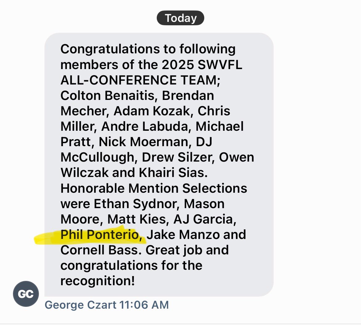 Proud to be named as an honorable mention 💪🏽 for All-Conference 2025 SWVFL team! Congrats to my teammates too! 

<a href="/OLMafia/">OL MAFIA</a> <a href="/SettaPerform/">SETTA PERFORMANCE</a> @oJW_scouting <a href="/LTHSfootball/">Lockport Football</a> <a href="/LockportFootba1/">Porter Parent Football Association</a> <a href="/EDGYTIM/">Timothy “EDGYTIM” OHalloran</a> <a href="/Rgw114G/">Randy G. Whalen</a> <a href="/theolroom/">League of Lineman</a> <a href="/MichaelWoosley/">Coach Mike, PrepStar SW</a> <a href="/CoachKNorton/">Kristopher Norton</a> <a href="/TaylorDefense24/">Michael</a>