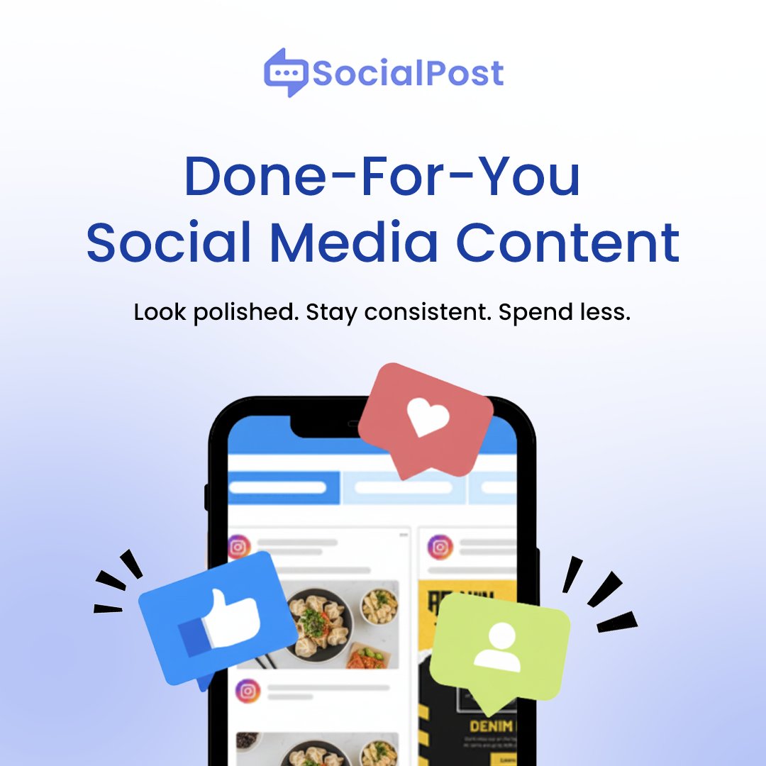 SocialPostAI's tweet image. Creating content doesn’t have to be a full-time job. SocialPost.AI keeps your brand polished and consistent — without the stress or cost of outsourcing. Done-for-you, powered by AI. Try it free. #SocialPostAI #ContentAutomation #MarketingSimplified