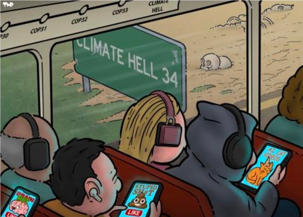 BettinaSRoss1's tweet image. &quot;Distracted&quot;

Cartoon for Dutch daily &apos;Trouw&apos;.

Art: Tjeerd Royaards (The Netherlands)

#ClimateChange