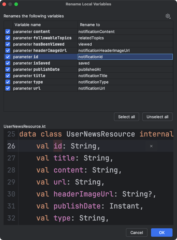 AndroidStudio's tweet image. Improve your team&apos;s code readability with better variable names → goo.gle/4n1onf8

Gemini in Android Studio for businesses evaluates your code to suggest intuitive and descriptive names, improving long-term maintainability for your business.
