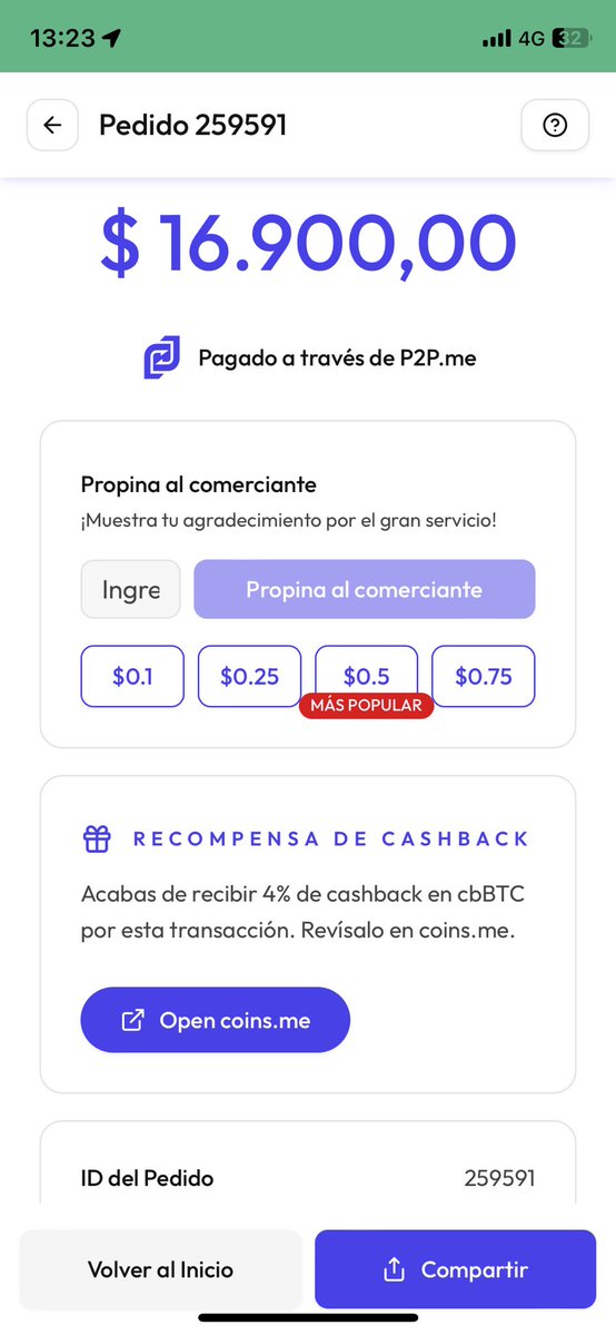 MartinARG_OK's tweet image. Probando el #P2P de @p2pmeargentina para pago con QR. 

En menos de un minuto y con total privacidad pague terribles ñoquis con salsa rosa para almorzar con el peke a la salida del cole. 

4% de cashback en btc y ademas hasta mañana te devuelven 10 USDC extras… 🙌🏻

Un lujo. 👌🏻