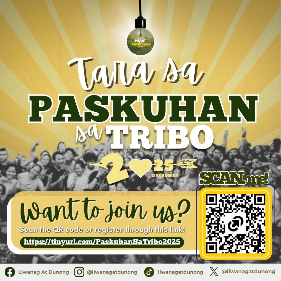 𝐕𝐨𝐥𝐮𝐧𝐭𝐞𝐞𝐫𝐬 𝐟𝐨𝐫 #PaskuhanSaTribo2025 are still open! Join us this Dec 14 by filling out the form and answering four questions — or share a creative entry. Slots are limited; deadline is Nov 28. We’ll contact you by Nov 30. Sign up now!