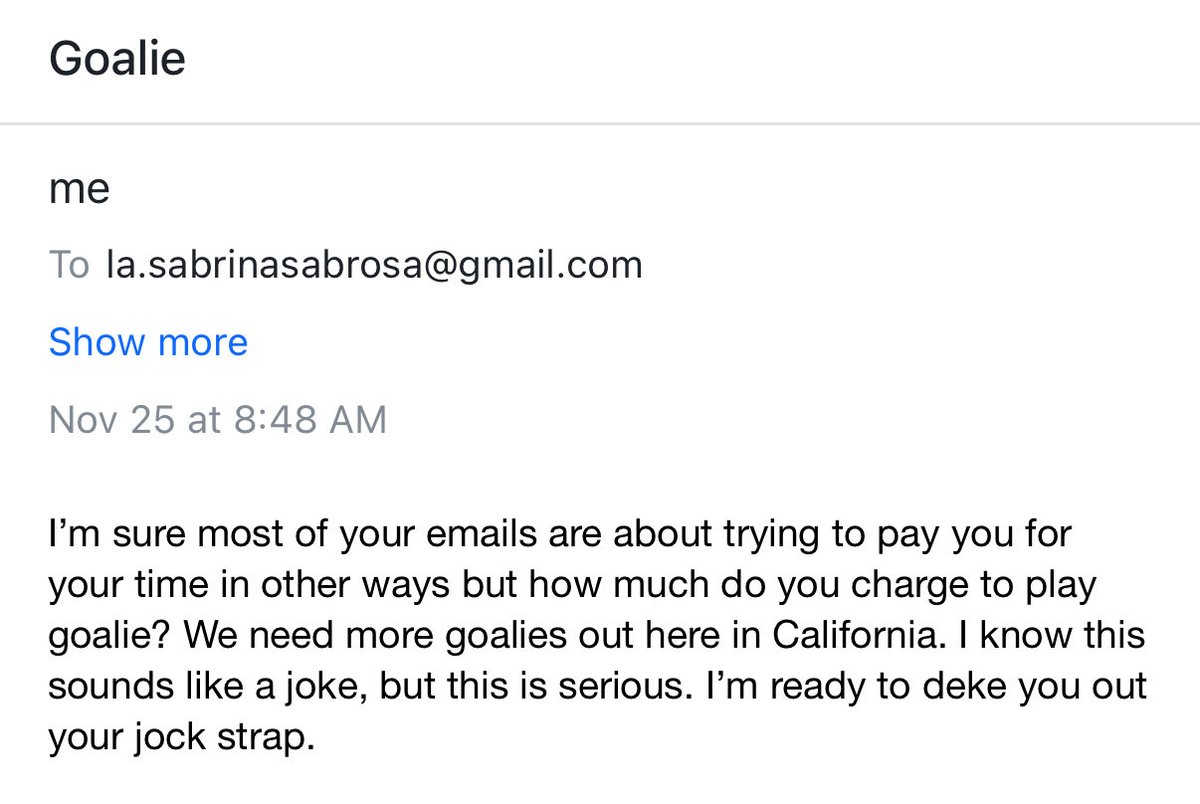 Came across this super hot Colombian chick that plays goalie (probably an escort) so I shot her an email.