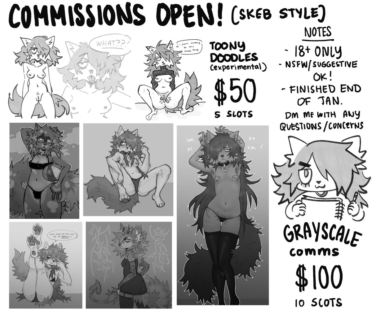 finally ready to take on a few comms for the end of the year :3
shoot me a dm on here or my discord (grindhousedog)