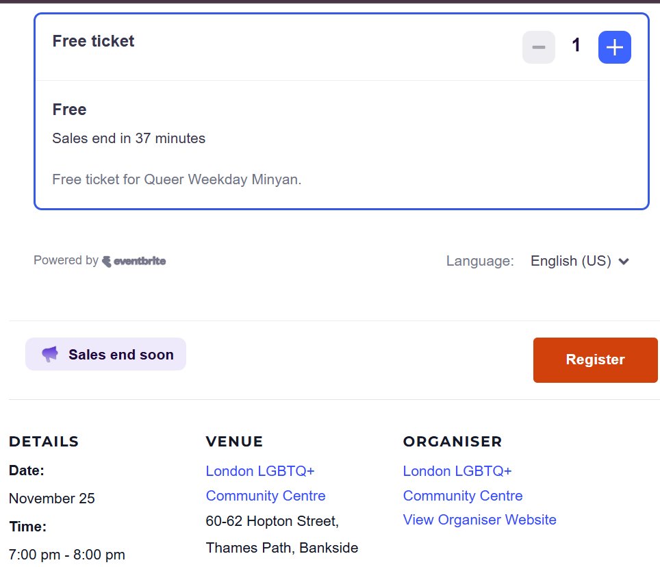 Ghaseeb97's tweet image. Start your Tuesday with community, blessings, and connection 🌈✨
 
Join the Queer Weekday Minyan at the London LGBTQ+ Community Centre. 

All queer Jews and allies welcome! 💛

#LGBTQJewish #CommunityMatters #QueerJoy