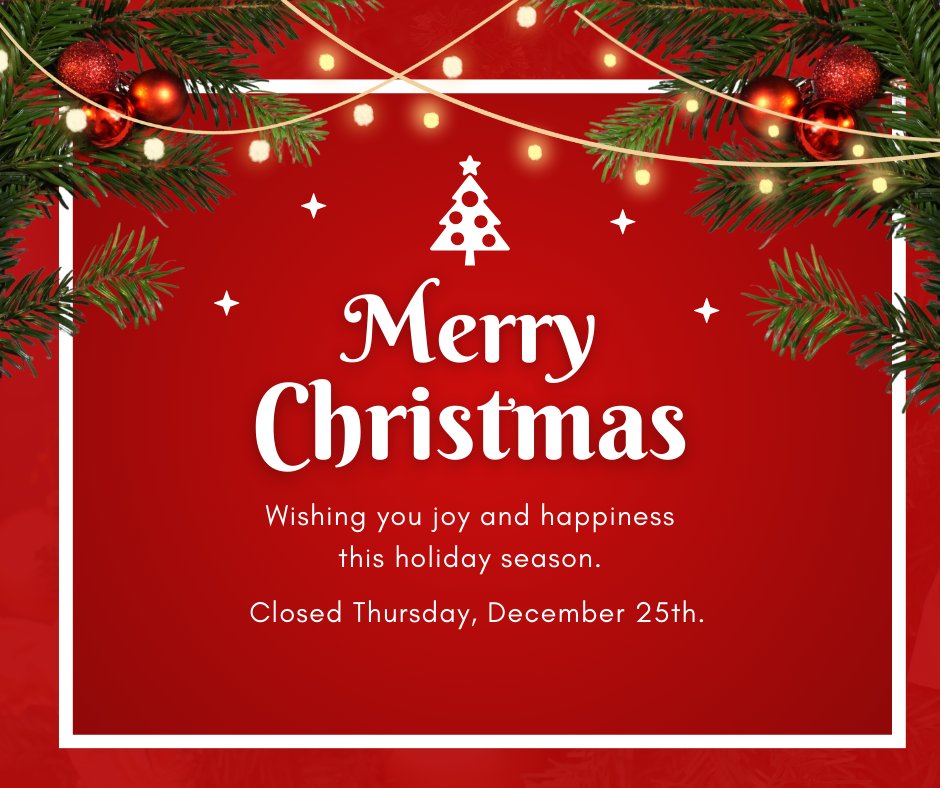 Our office will be closed on Thursday, December 25th, as we celebrate the holiday. We hope you enjoy this special time with loved ones. We’ll be back and ready to help you the next business day.