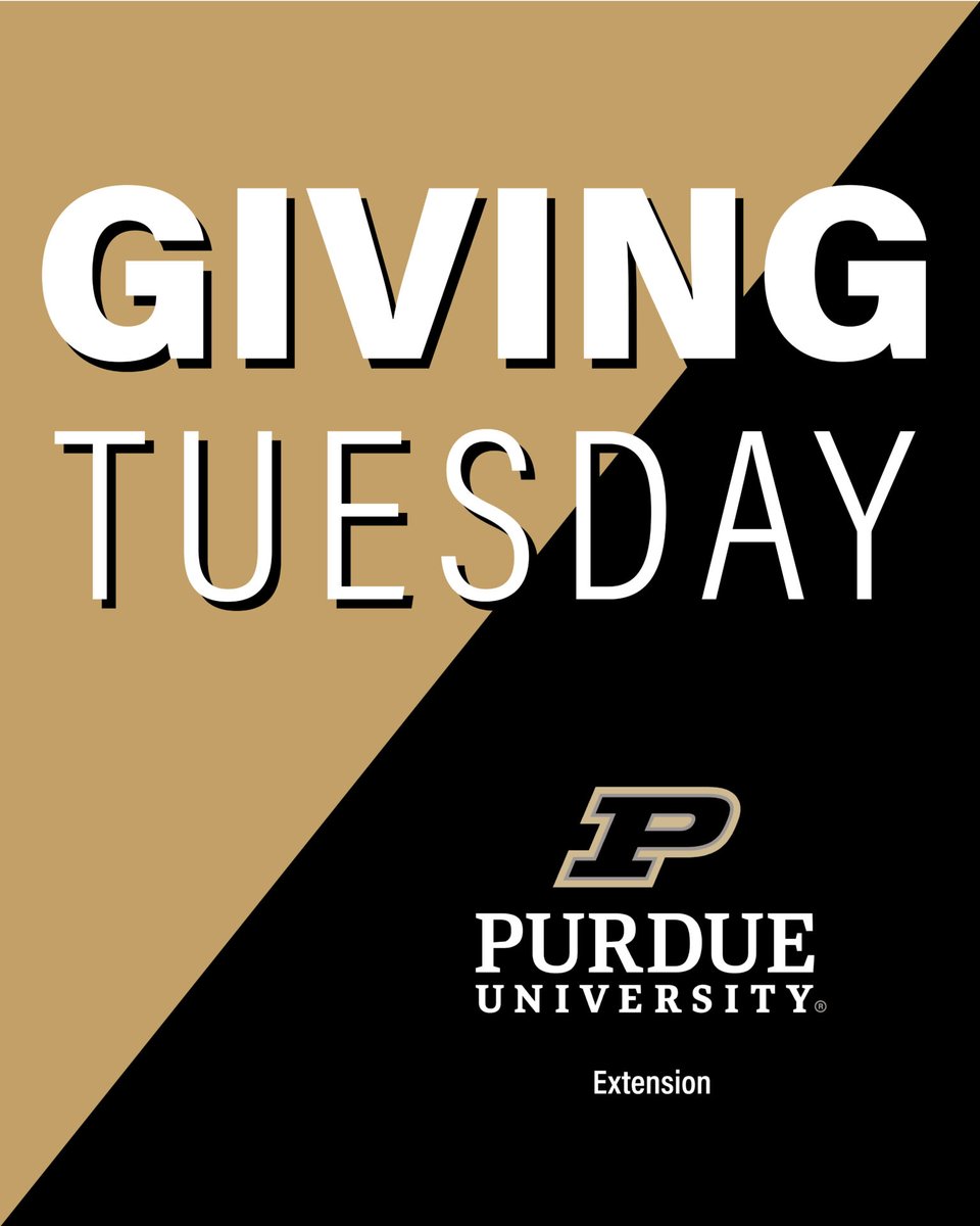 PurdueExtension's tweet image. #GivingTuesday is just one week away! When you support #PurdueExtension, you help bring research-based programs in agriculture, health, community development and 4-H to communities across Indiana. giving.purdue.edu/west-lafayette…