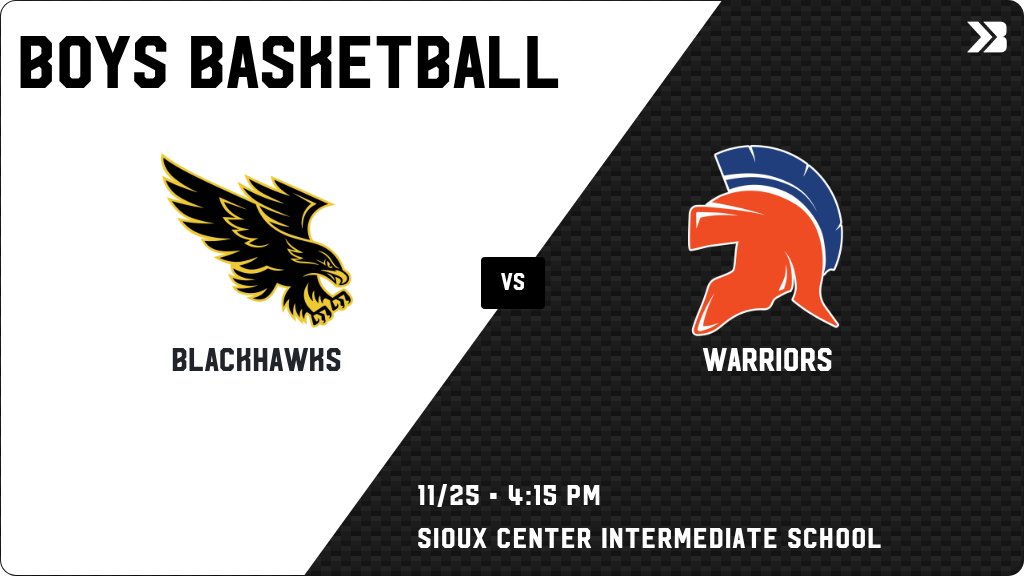 Boys Basketball (7th Grade) Game Day! - Check out the event preview for the The Hinton Blackhawks vs The Sioux Center Warriors. It starts at 4:15 PM and is at Sioux Center Intermediate School . gobound.com/ia/ihsaa/boysb…