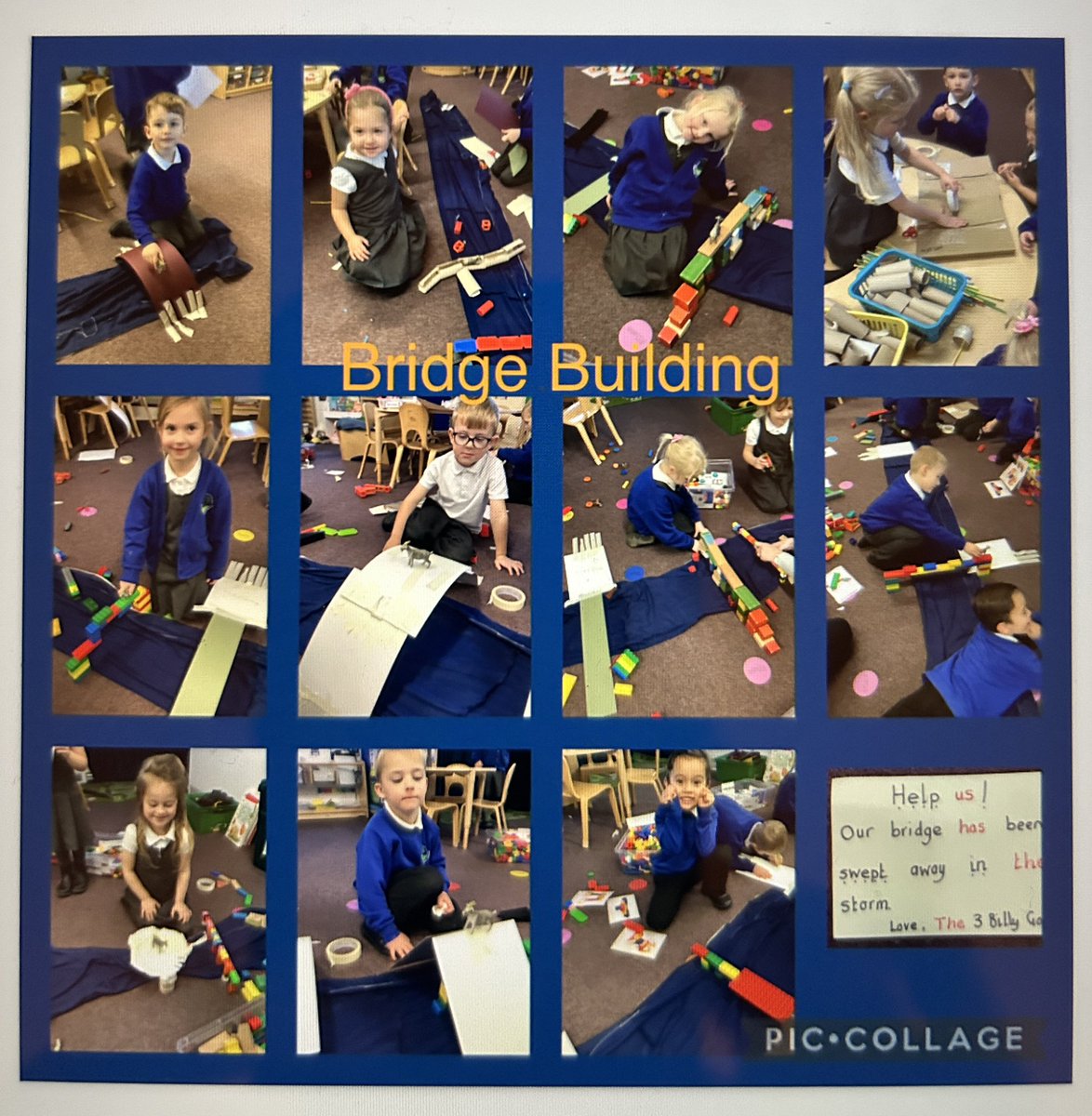 Kingfishers_RPI's tweet photo. Today we received a note from the Three Billy Goats Gruff. Their bridge had been swept away and they asked us to build them a new one. Here are some of our designs. @RaundsPark https://t.co/Bbc3NTZofn