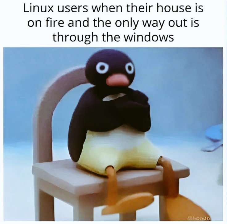libertyedgetech's tweet image. Linux users be like: ‘I’d rather burn than go through Windows.’ 🔥🪟😂

#CyberSecurity #InfoSecHumor #TechJokes #LinuxLife #CyberHumor #ITProfessionals #CyberSecurityCommunity #SecOps #TechLifestyle