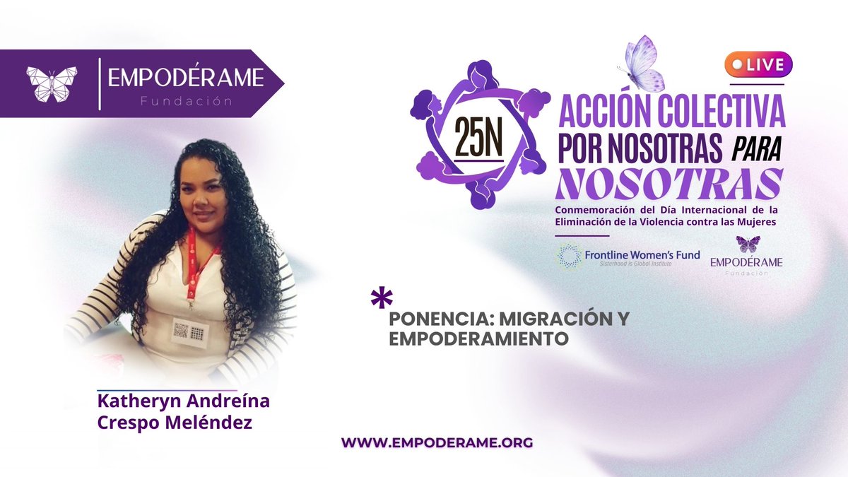 Katerin Crespo Líder social sobreviviente que lucha en Cúcuta.

25N: Acción colectiva por nosotras, para nosotras Jornada 2 youtube.com/live/nJuUto9kX… a través de <a href="/YouTube/">YouTube</a>