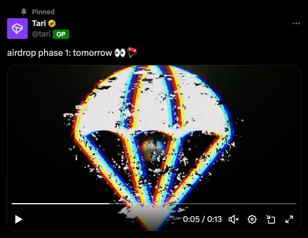 Airdrop Phase 1 Drops Tomorrow! 🪂

The first phase of the <a href="/tari/">Tari</a> airdrop goes live tomorrow. Criteria aren’t revealed yet, but it’s finally happening.

In the meantime, you can check your points ranking here: airdrop.tari.com/leaderboard