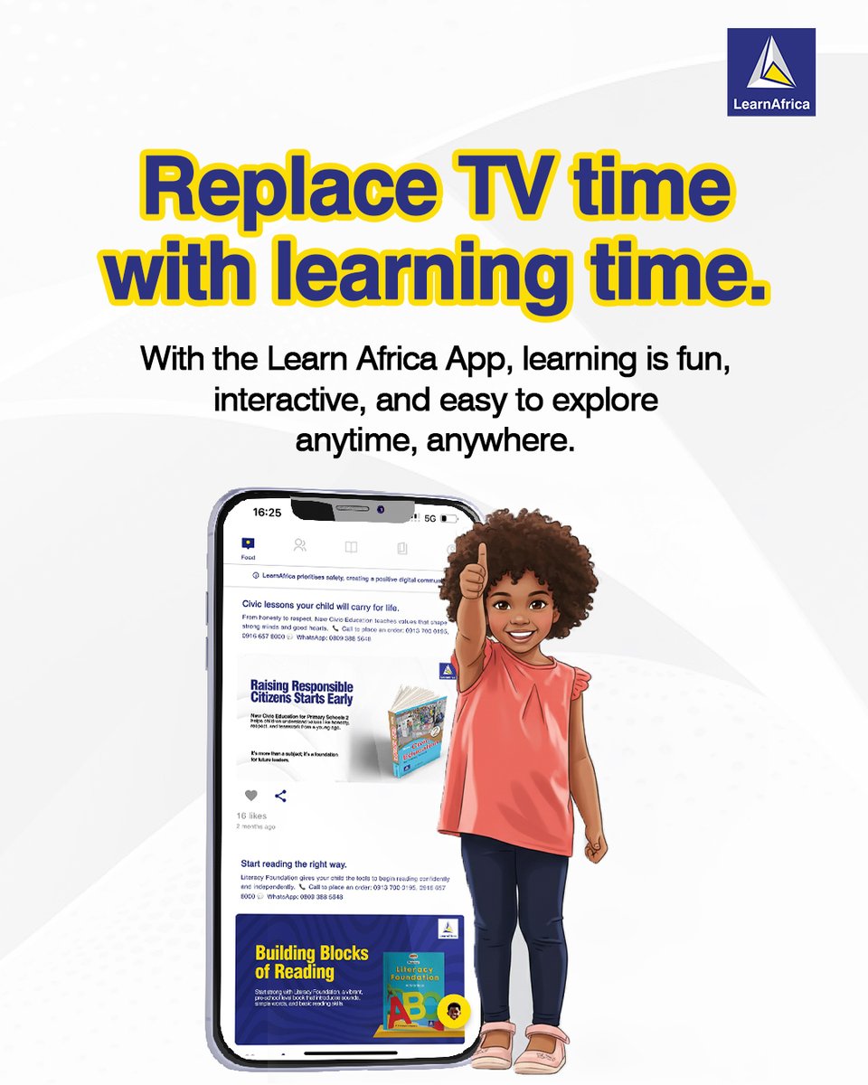 LAfricaonline's tweet image. From games to growth, make every tap count!
📱 Download the Learn Africa App and make learning part of your child’s daily fun.

#LearnAfricaApp #LearningMadeFun #KeepDiscovering