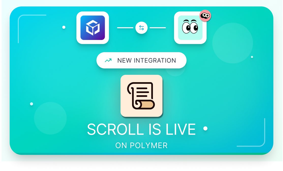 GoWatchoor's tweet image. Scroll is now live on Polymer! ⚡️

You can bridge to Scroll using Polymer technology with a smoother UI, competitive fees and our custom relayer.

This update expands the networks available on Watchoor, making onchain actions faster and more accessible for users.

🌉 Try it here:…