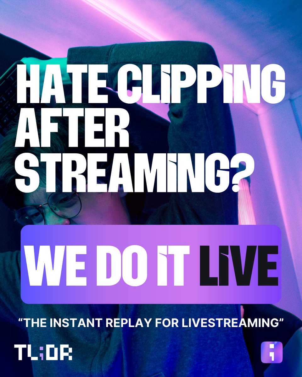 Your best moments should be seen instantly, not after hours of work. 

TL;DR clips your highlights LIVE, so you and your viewers can relive the magic in real-time. 

Learn more here: tl-dr.tv

#TheInstantReplayforLivestreaming #StreamSmarter
