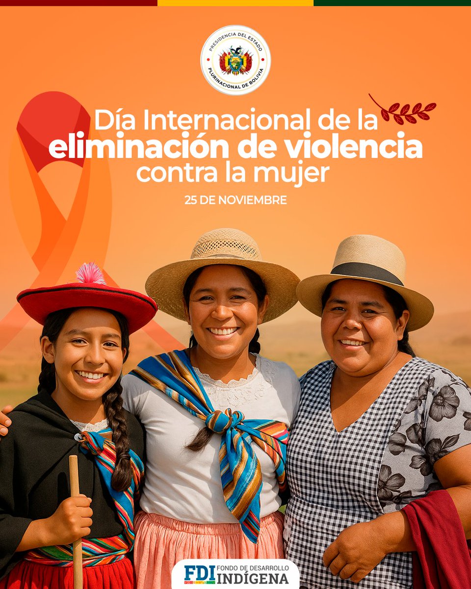 #FDI | Hoy 25 de noviembre, “Día Internacional de la Eliminación de la Violencia contra la Mujer”, fecha en que debemos renovar el compromiso real y efectivo contra la violencia que se ejerce sobre las mujeres en todo el mundo.

#SiempreBolivia
#FondoDeDesarrolloIndigena