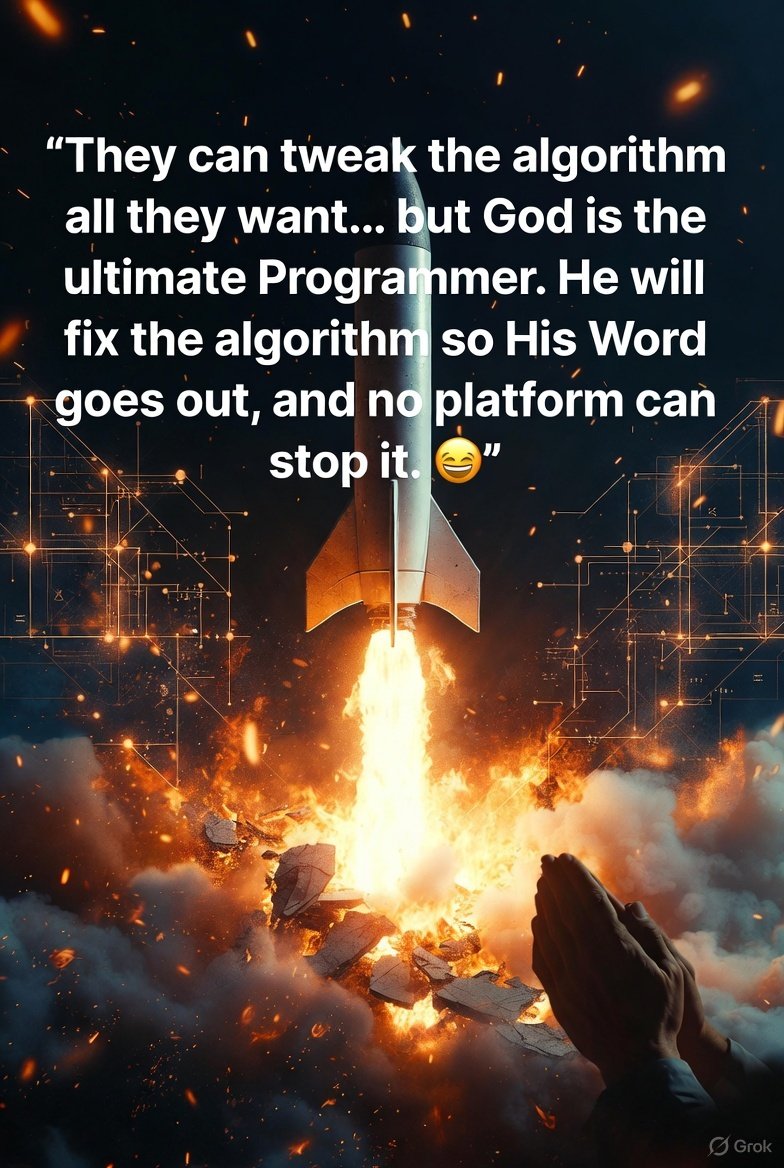 KennethFCrowe1's tweet image. 🚀✨ “They can tweak the algorithm all they want… but God is the ultimate Programmer. He will fix the algorithm so His Word goes out, and no platform can stop it. 🙏🔥”

#Faith #Algorithm #GoViralForGod #ChristianVoice