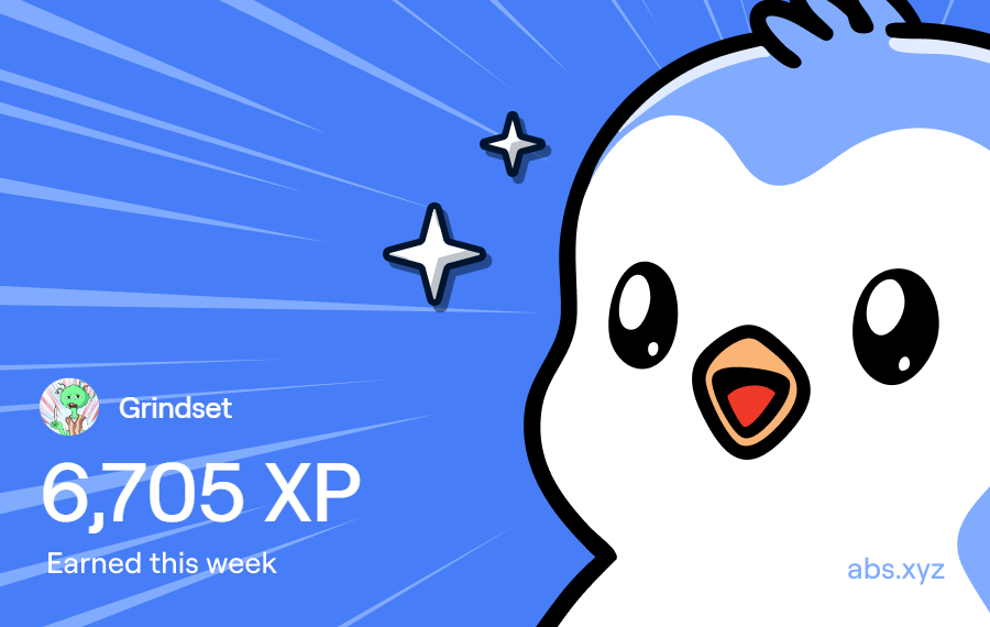 0xGrindset's tweet photo. Happy XP Day💚
I just earned 6,705 XP on @AbstractChain https://t.co/fVTsuxd7mx