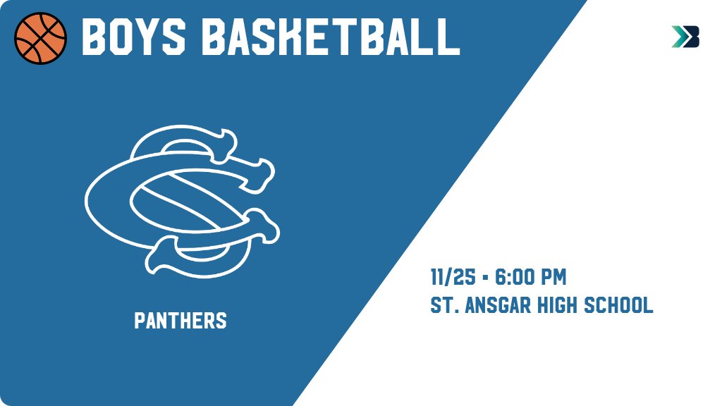 CS_Panthers's tweet image. Boys Basketball (Varsity) Game Day! - Check out the event preview for the Central Springs Panthers. It starts at 6:00 PM and is at St. Ansgar High School Gym. gobound.com/ia/ihsaa/boysb…