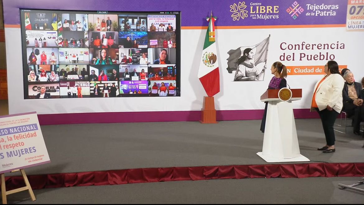 🧡En el marco del #25N, presentamos en la #MañaneraDelPueblo con la presidenta <a href="/Claudiashein/">Claudia Sheinbaum Pardo</a> y junto con representaciones de las 32 entidades federativas (gobiernos estatales y legisladoras), el “Compromiso Nacional por la Vida, la Felicidad y el Respeto a las Mujeres”. 

La
