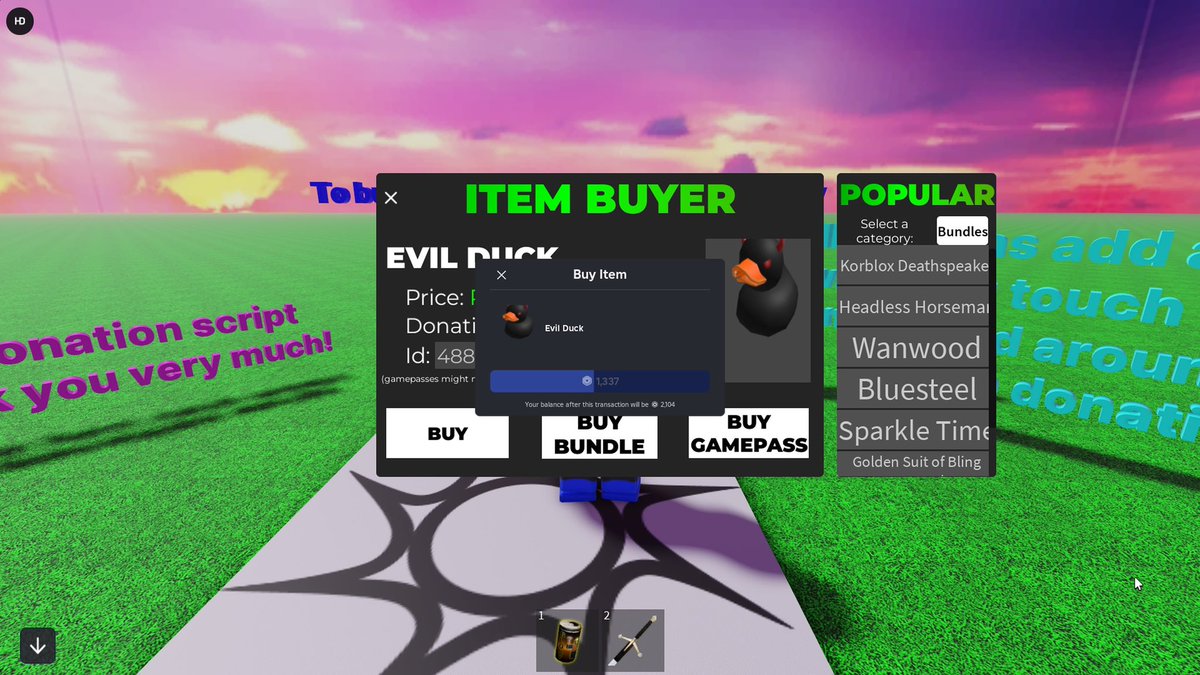 Day 4 of Roblox Black Friday sale, who purchased the evil duck?