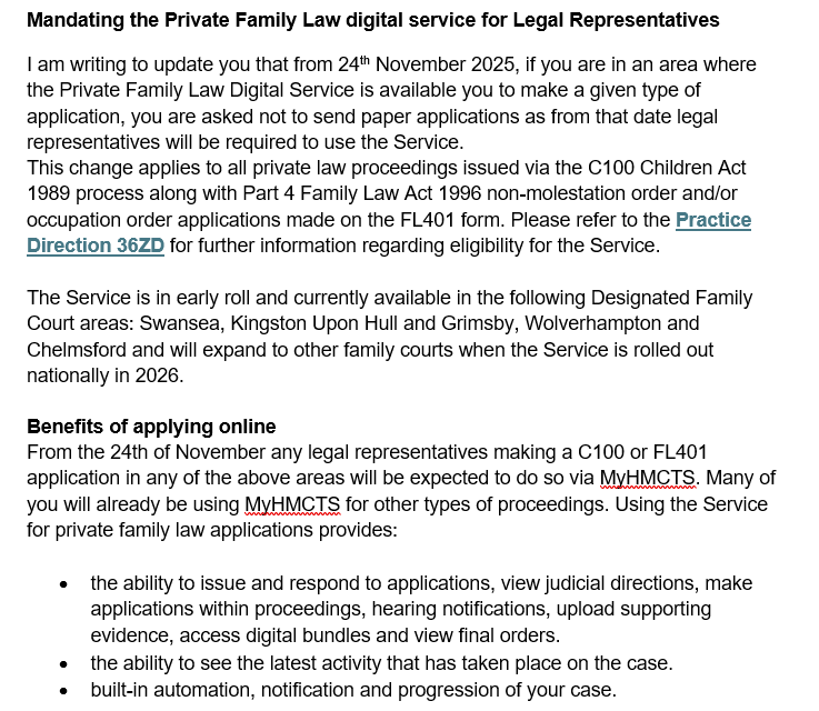 FOR PRACTITIONERS: Mandation of the digital portal for applications in relation to children....
