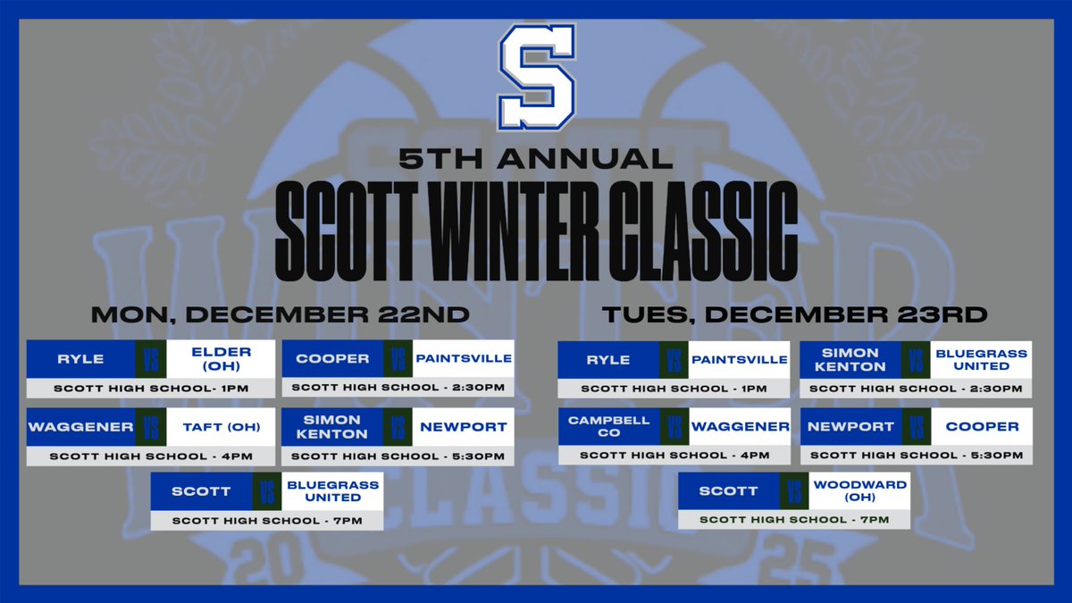ScottWinterClas's tweet photo. 5th Annual Scott Winter Classic — Monday, December 22nd and Tuesday, December 23rd https://t.co/SeFU6zLKDv