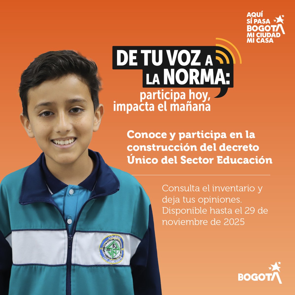 idepbogotadc's tweet image. 📢¡Tu voz es clave para la educación en @Bogota!

Hasta el 29 de noviembre podrás enviar tus observaciones, comentarios y sugerencias al proyecto del Decreto Único del Sector Educación (DUS).

Ingresa a ▶️ acortar.link/qx3yyD