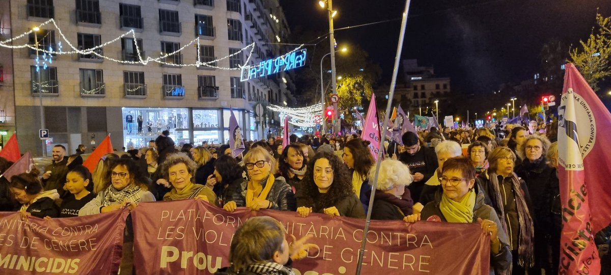 Prou agressions a les dones. Prou feminicidis. #25N Una manifestació bonica i ben plena de  noies joves.