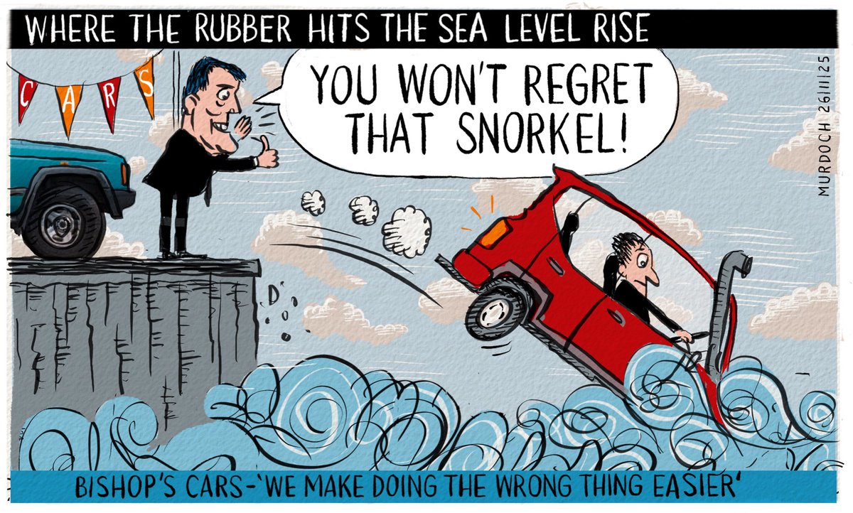 On the lowering of the Clean Car Standard, right after COP30.
My #cartoon today #NZpol #CleanCarStandard #Emissions #FossilFuels