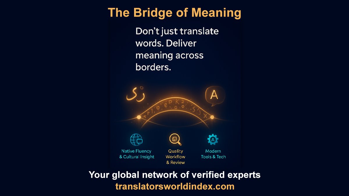 TranslatorsWI's tweet image. 📌 Choosing a translation firm? Check:
1.Native fluency
2.Strong quality review
3.Modern tools
The right partner delivers clarity, not just words.
🔎 Explore firms on TWI: translatorsworldindex.com