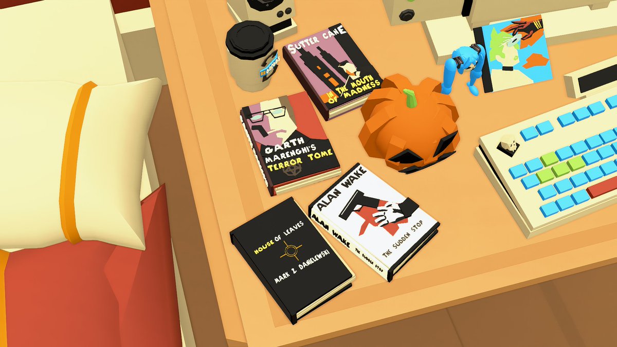 If your tavern isn't creepy enough for <a href="/alanwake/">Alan Wake 2</a> to come haunt it... 

we have a standee.

and also some books??🤯