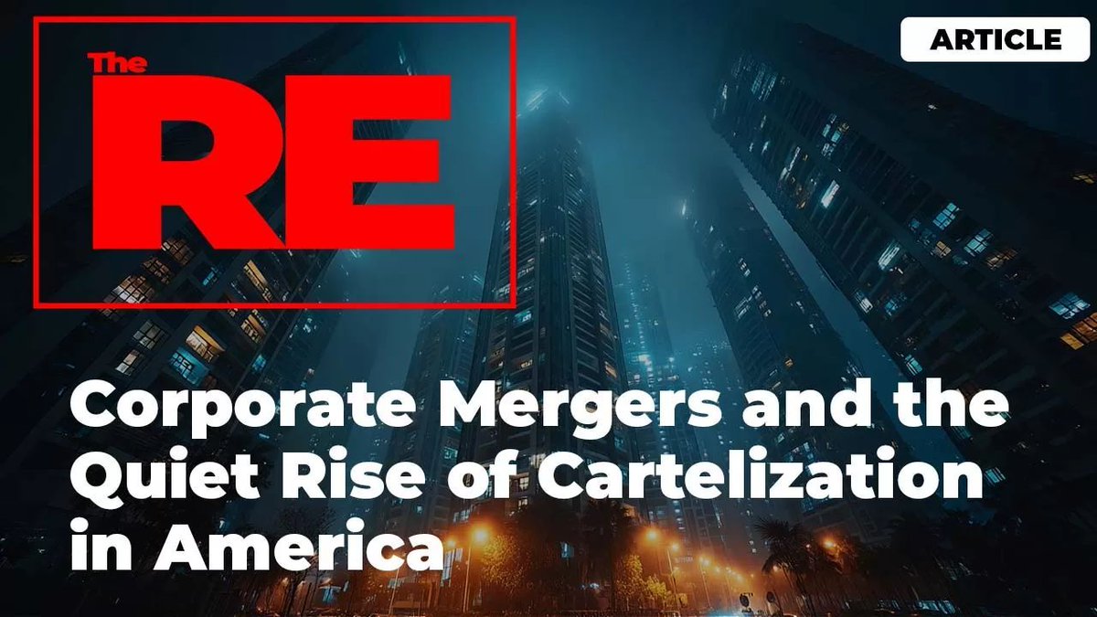 TheTruthProjec6's tweet image. Corporate consolidation isn’t a headline — it’s a slow tightening of the entire economy.
Fewer companies. Fewer choices. Higher prices.
This is the quiet rise of cartelization in America.
Read the full breakdown:
the-truth-project.com/corporate-merg…
#Economy #Antitrust #MarketPower