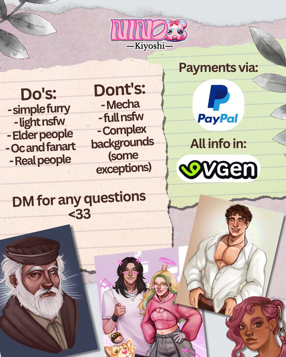 Nino_Kiyoshi20's tweet image. ENG
Hii everyone! here are my commissions info, in case anyone&apos;s interested! 🫶😔🩷

ESP
Chiquis, os dejo mis tablas de comisiones, por si hay algún despistado interesado 🫶😔🩷

↓↓ 💚•Vgen link•💚 ↓↓
 vgen.co/NinoKiyoshi
.
.
#VGenComms #commissionsopen #opencommissions